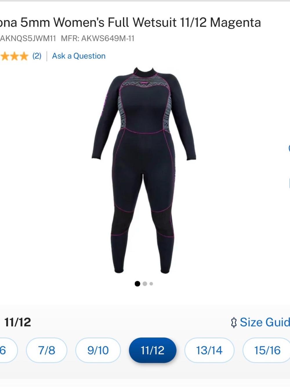 Women's 5mm Full Wetsuit - size 11/12